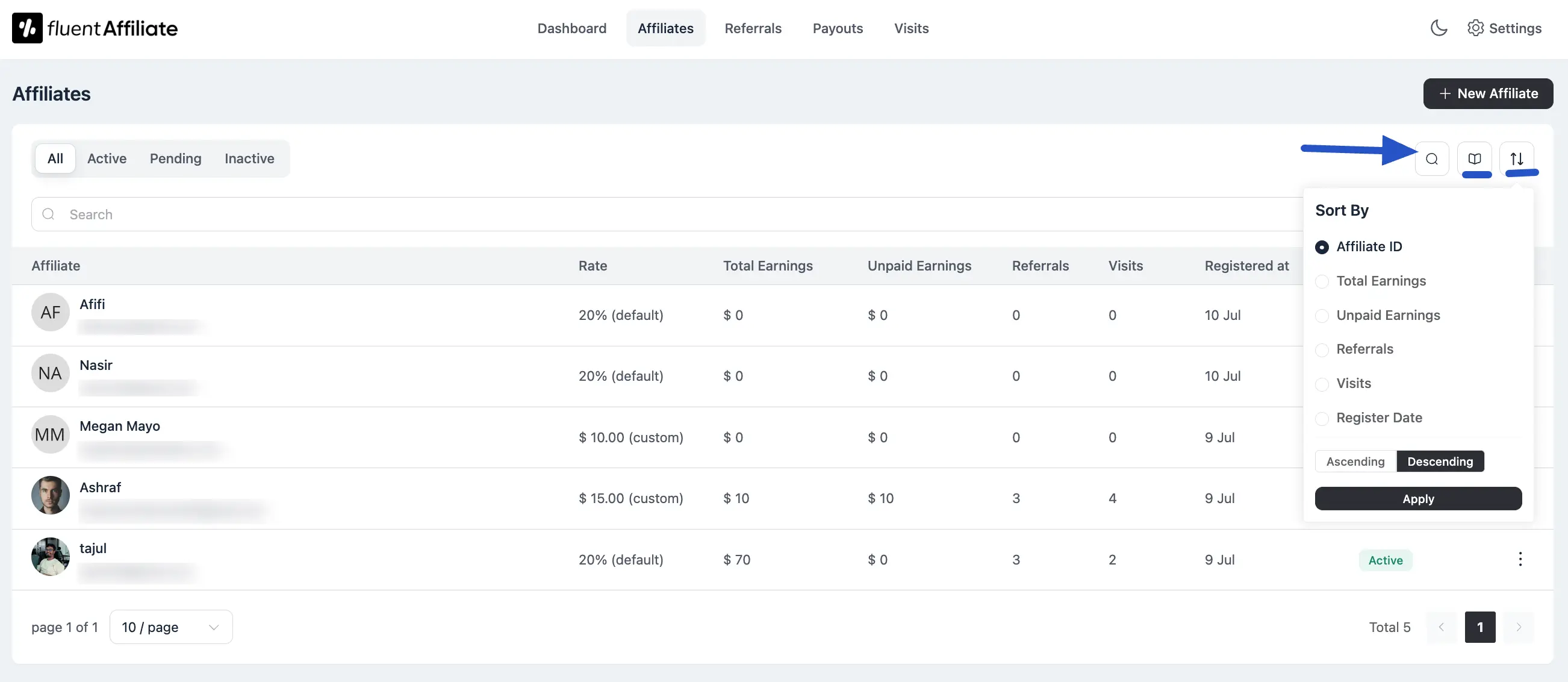 Affiliate Search and Sort Tools