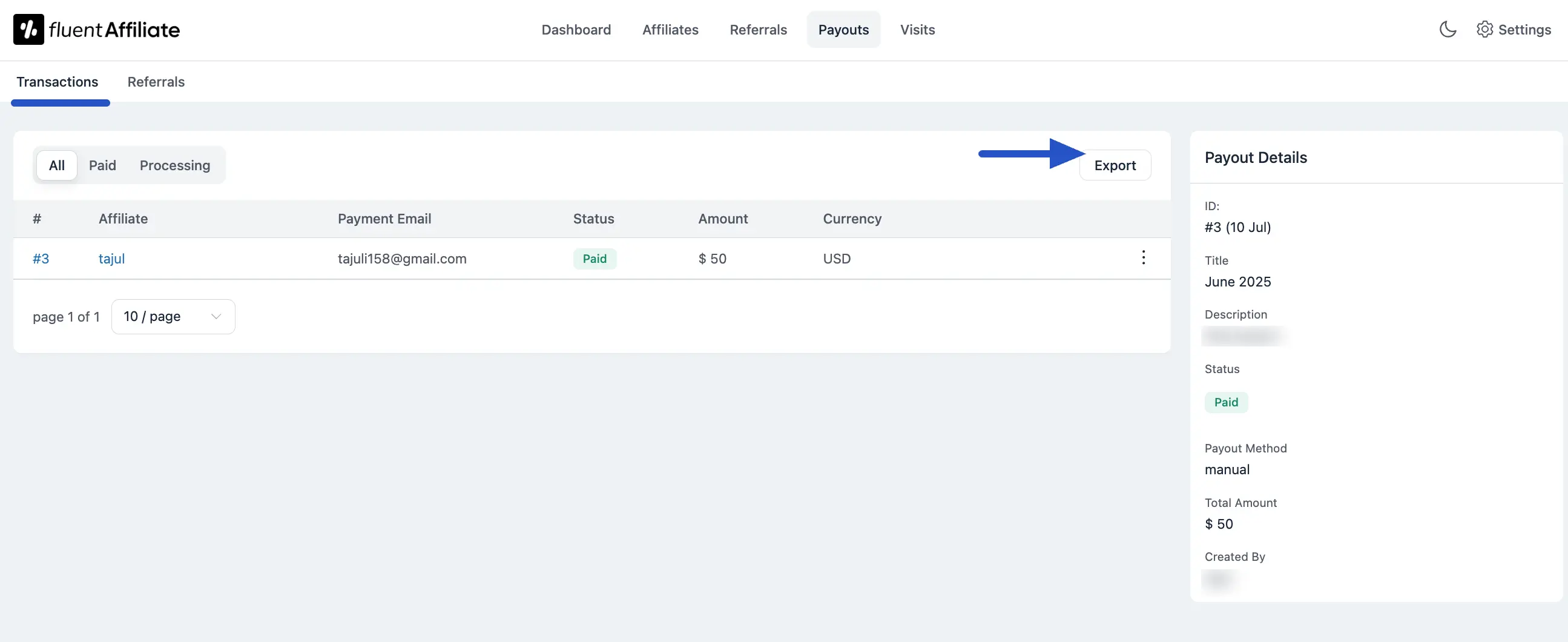 Transaction Export