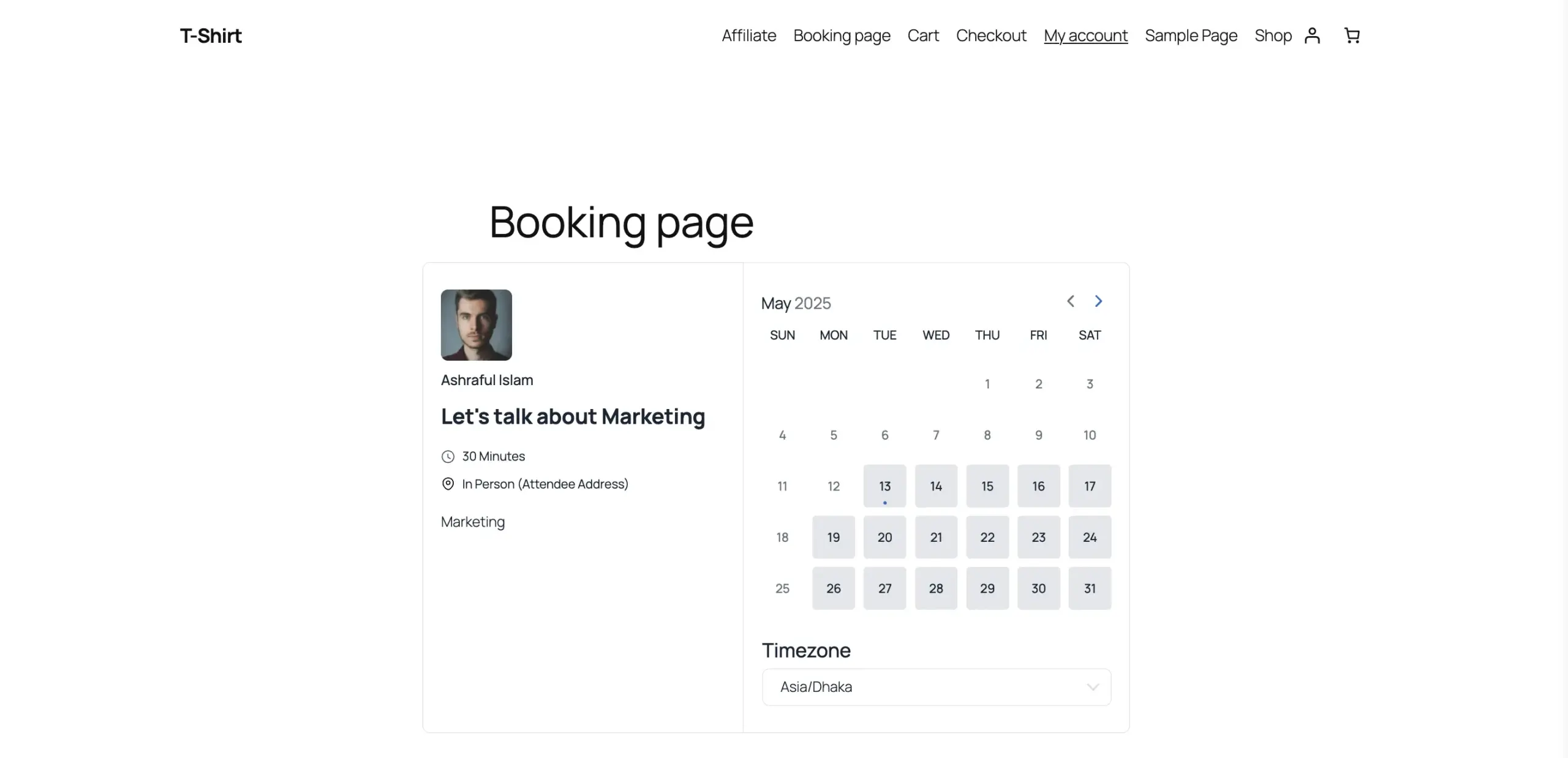 Booking Page Setup