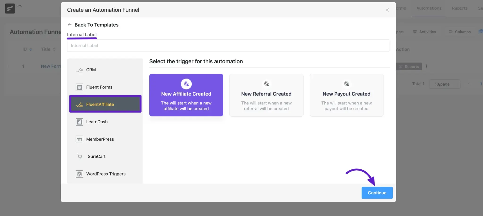 FluentAffiliate Trigger