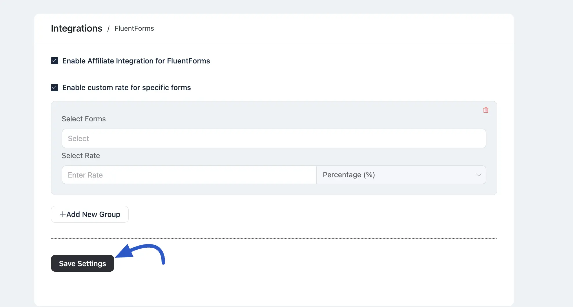 FluentForms Settings